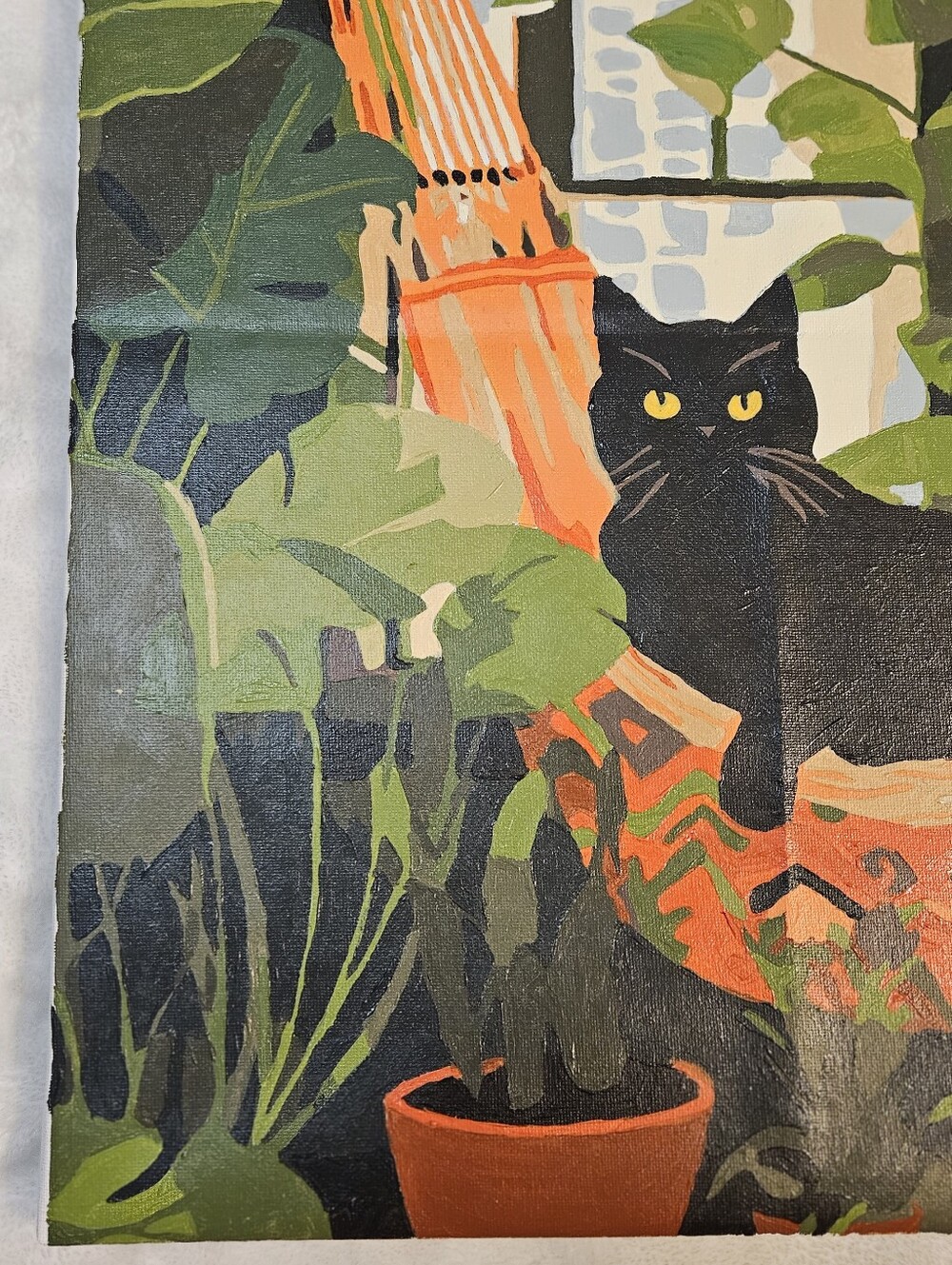 Hand Painted Black Cat in Hammock Canvas Art - Picture 4 of 7